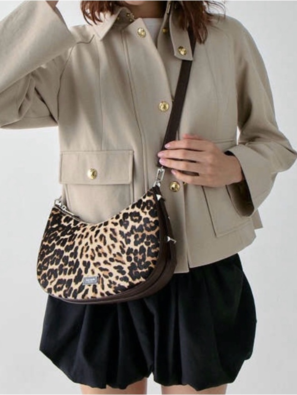 Kate spade Liv Downtown Haircalf Shoulder hobo Bag Leopard KN018 NWT
